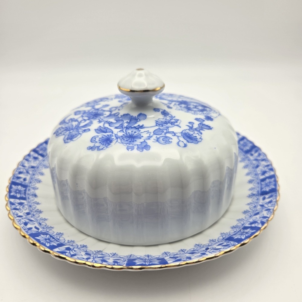 Vintage China Blau Bavaria Asian Pattern Blue & White Butter Dish Germany - Picture 4 of 14